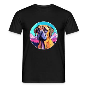 Boerboel Dog Breed Cartoon Kawaii Watercolor - Men's T-Shirt - black - Front - AI Model Male 178 light (178cm)