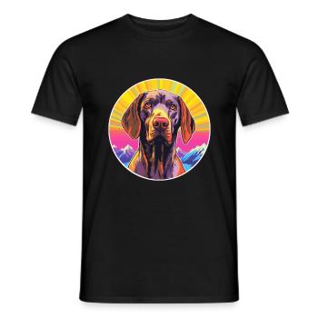 Allemand à poil court Pointer chien race Cartoon Kawai - T-shirt homme - noir - Devant - AI Model Male 178 light (178cm)