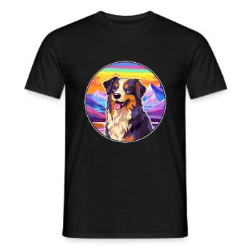 Bucovine Chien de berger race Cartoon Kawaii Waterco - T-shirt homme - noir - Devant - AI Model Male 178 light (178cm)