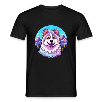 Kanadische Eskimo-Hunderasse Karikatur Kawaii Watercolo - Männer T-Shirt - Schwarz - Vorne - AI Model Male 178 light (178cm)