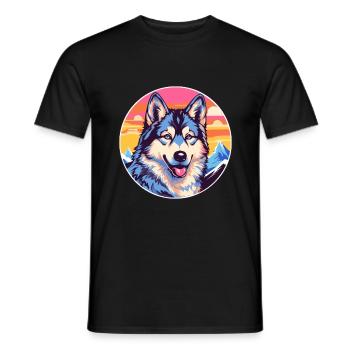 Czechoslovak Wolfdog Dog Breed Cartoon Kawaii Wate - Men's T-Shirt - black - Front - AI Model Male 178 light (178cm)