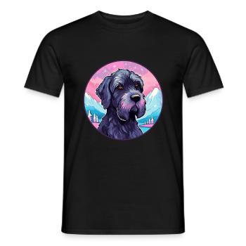 Giant Schnauzer Dog Breed Cartoon Kawaii Watercolo - Men's T-Shirt - black - Front - AI Model Male 178 light (178cm)