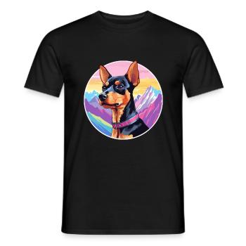 Harlekin Pinscher Hunderasse Cartoon Kawaii Waterc - Männer T-Shirt - Schwarz - Vorne - AI Model Male 178 light (178cm)