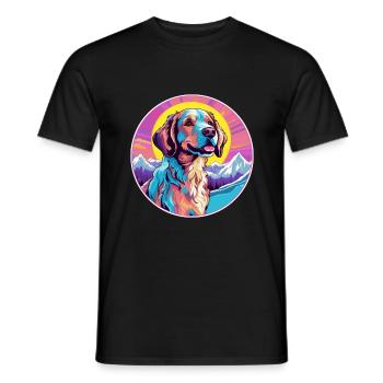 Jamthund Dog Breed Cartoon Kawaii Watercolor - Men's T-Shirt - black - Front - AI Model Male 178 light (178cm)