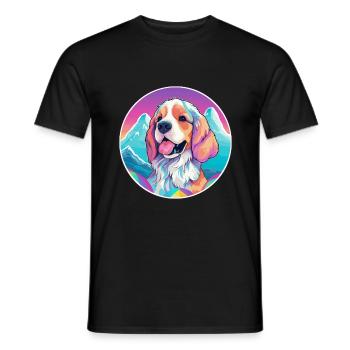 Cesky Fousek chien race dessin animé Kawaii aquarelle - T-shirt homme - noir - Devant - AI Model Male 178 light (178cm)