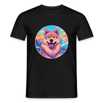 Eurasier Dog Breed Cartoon Kawaii Watercolor - Men's T-Shirt - black - Front - AI Model Male 178 light (178cm)