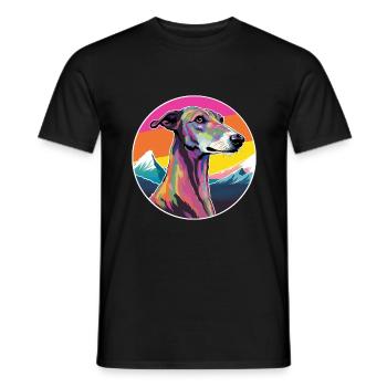 Galgo Español Hunderasse Cartoon Kawaii Aquarell - Männer T-Shirt - Schwarz - Vorne - AI Model Male 178 light (178cm)
