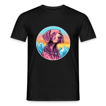 Chien allemand à poil court race dessin animé kawaii waterc - T-shirt homme - noir - Devant - AI Model Male 178 light (178cm)