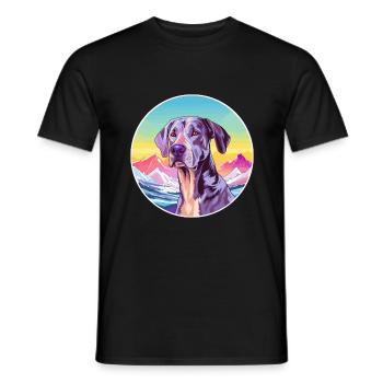 Große Dogge Hunderasse Cartoon Kawaii Aquarell - Männer T-Shirt - Schwarz - Vorne - AI Model Male 178 light (178cm)