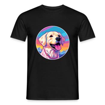 Grande race de chien des Pyrénées Cartoon Kawaii aquarelle - T-shirt homme - noir - Devant - AI Model Male 178 light (178cm)