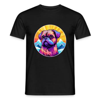 Griffon Bruxellois Chien Race Cartoon Kawaii Waterc - T-shirt homme - noir - Devant - AI Model Male 178 light (178cm)