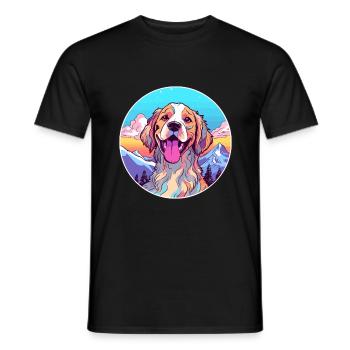 Koolie chien race dessin animé Kawaii aquarelle - T-shirt homme - noir - Devant - AI Model Male 178 light (178cm)