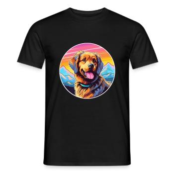 Hovawart chien race dessin animé Kawaii aquarelle - T-shirt homme - noir - Devant - AI Model Male 178 light (178cm)