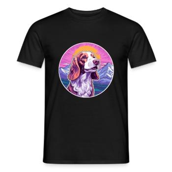 Irlandais rouge et blanc Setter chien race Cartoon Kawai - T-shirt homme - noir - Devant - AI Model Male 178 light (178cm)