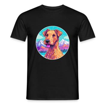 Irish Terrier chien race Cartoon Kawaii aquarelle - T-shirt homme - noir - Devant - AI Model Male 178 light (178cm)