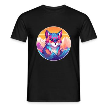 Chat égyptien coloré dessin animé aquarelle Illustrat - T-shirt homme - noir - Devant - AI Model Male 178 light (178cm)