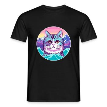 Khao Manee Cat Coloré Cartoon Aquarelle Illustr - T-shirt homme - noir - Devant - AI Model Male 178 light (178cm)
