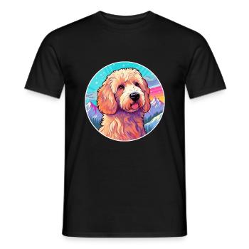 Labradoodle Dog Breed Cartoon Kawaii Watercolor - Men's T-Shirt - black - Front - AI Model Male 178 light (178cm)