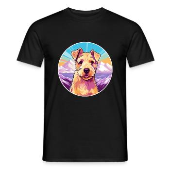 Lakeland Terrier chien race dessin animé Kawaii Watercol - T-shirt homme - noir - Devant - AI Model Male 178 light (178cm)