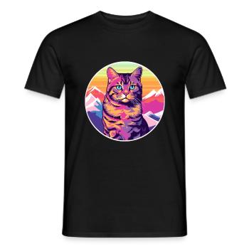 Havanna Braune Katze Bunte Karikatur Aquarell Illus - Männer T-Shirt - Schwarz - Vorne - AI Model Male 178 light (178cm)