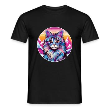 Laperm Cat Coloré Dessin Animé Aquarelle Illustratio - T-shirt homme - noir - Devant - AI Model Male 178 light (178cm)