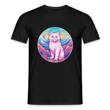 Singapura Cat Colorful Cartoon Watercolor Illustra - Men's T-Shirt - black - Front - AI Model Male 178 light (178cm)