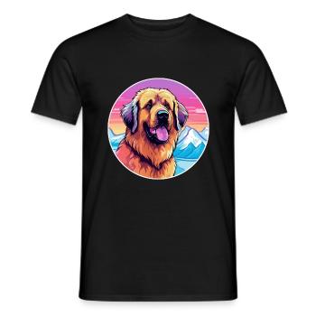 Leonberger Dog Breed Cartoon Kawaii Watercolor - Men's T-Shirt - black - Front - AI Model Male 178 light (178cm)