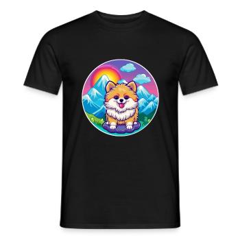 Pomeranian Spitz Hunderasse Cartoon Kawaii Watercol - Männer T-Shirt - Schwarz - Vorne - AI Model Male 178 light (178cm)