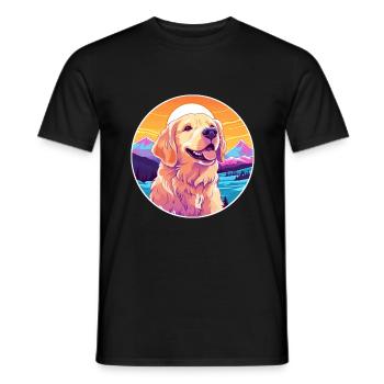 Retriever Plat Enduit Chien Race Cartoon Kawaii Wat - T-shirt homme - noir - Devant - AI Model Male 178 light (178cm)