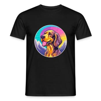 Smaland chien chien race dessin animé Kawaii aquarelle - T-shirt homme - noir - Devant - AI Model Male 178 light (178cm)