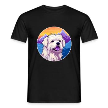 Berger des Pyrénées race de chien Cartoon Kawaii Waterco - T-shirt homme - noir - Devant - AI Model Male 178 light (178cm)