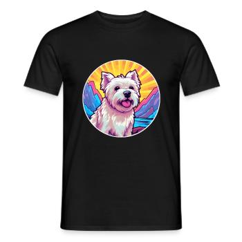 West Highland White Terrier Hunderasse Cartoon Kawa - Männer T-Shirt - Schwarz - Vorne - AI Model Male 178 light (178cm)
