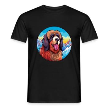 Tibetischer Mastiff Hunderasse Cartoon Kawaii Watercolo - Männer T-Shirt - Schwarz - Vorne - AI Model Male 178 light (178cm)