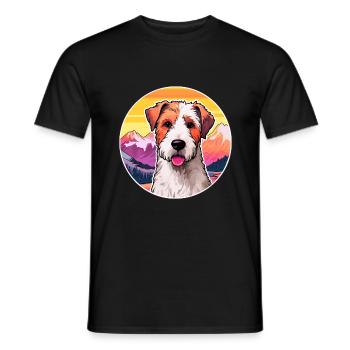 Draht Foxterrier Hunderasse Karikatur Kawaii Watercol - Männer T-Shirt - Schwarz - Vorne - AI Model Male 178 light (178cm)