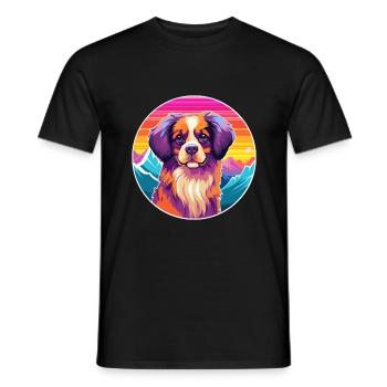 Épagneul tibétain chien race dessin animé Kawaii Watercolo - T-shirt homme - noir - Devant - AI Model Male 178 light (178cm)