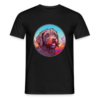 Wirehaired Pointing Griffon Dog Breed Cartoon Kawa - Men's T-Shirt - black - Front - AI Model Male 178 light (178cm)