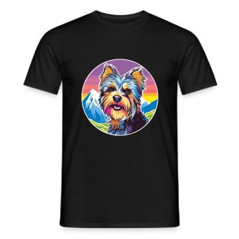 Yorkshire Terrier Dog Breed Cartoon Kawaii Waterco - Men's T-Shirt - black - Front - AI Model Male 178 light (178cm)
