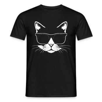 Lustige Katze mit Sonnenbrille Kätzchen Sonnenbrille Katzen - Männer T-Shirt - Schwarz - Vorne - AI Model Male 178 light (178cm)