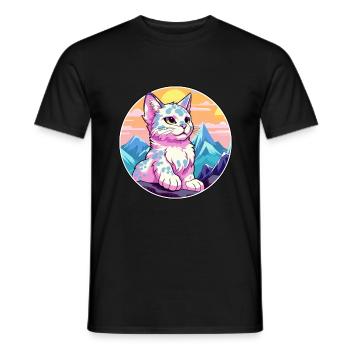 Australische gefleckte Nebelkatze buntes Karikatur-Wasser - Männer T-Shirt - Schwarz - Vorne - AI Model Male 178 light (178cm)