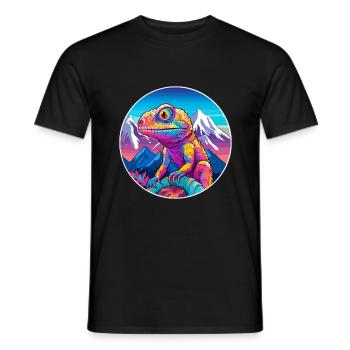 Chameleon Watercolor Cartoon Kawaii Pet Animal Col - Men's T-Shirt - black - Front - AI Model Male 178 light (178cm)