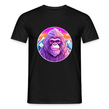 Babouin Aquarelle Dessin Animé Kawaii Animal De Compagnie Colorf - T-shirt homme - noir - Devant - AI Model Male 178 light (178cm)