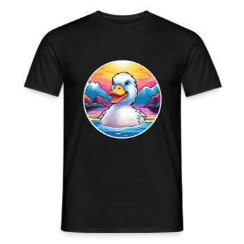 Canard Aquarelle Dessin Animé Kawaii Animal De Compagnie Coloré - T-shirt homme - noir - Devant - AI Model Male 178 light (178cm)