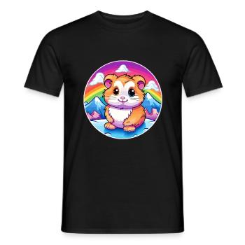 Hamster Aquarell Karikatur Kawaii Haustier Tier Farbe - Männer T-Shirt - Schwarz - Vorne - AI Model Male 178 light (178cm)