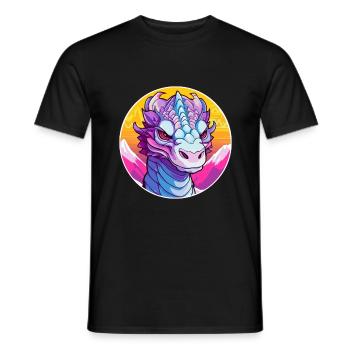 Dragon Aquarelle Dessin Animé Kawaii Animal De Compagnie Colorf - T-shirt homme - noir - Devant - AI Model Male 178 light (178cm)