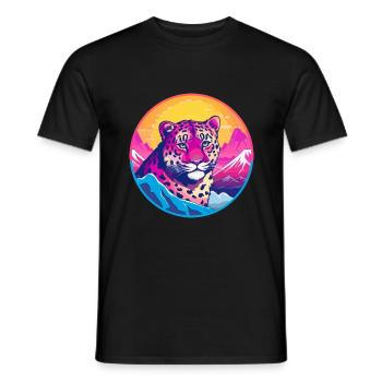 Leopard Watercolor Cartoon Kawaii Pet Animal Color - Men's T-Shirt - black - Front - AI Model Male 178 light (178cm)