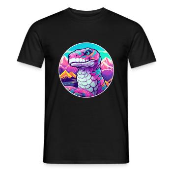 Schlange Aquarell Karikatur Kawaii Haustier Tier Farbefu - Männer T-Shirt - Schwarz - Vorne - AI Model Male 178 light (178cm)