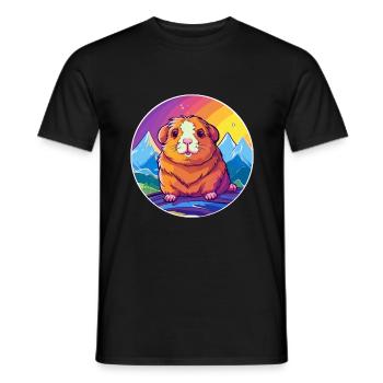 Cochon d’Inde aquarelle dessin animé Kawaii Pet Animal Co - T-shirt homme - noir - Devant - AI Model Male 178 light (178cm)