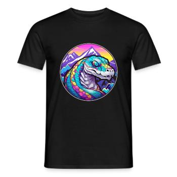 Anaconda Watercolor Cartoon Kawaii Pet Animal Colo - Men's T-Shirt - black - Front - AI Model Male 178 light (178cm)