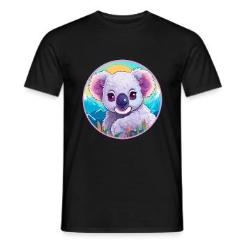 Koala Watercolor Cartoon Kawaii Pet Animal Colorfu - Men's T-Shirt - black - Front - AI Model Male 178 light (178cm)