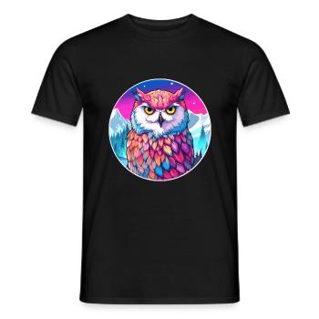 Eule Aquarell Karikatur Kawaii Haustier Tier Bunt - Männer T-Shirt - Schwarz - Vorne - AI Model Male 178 light (178cm)